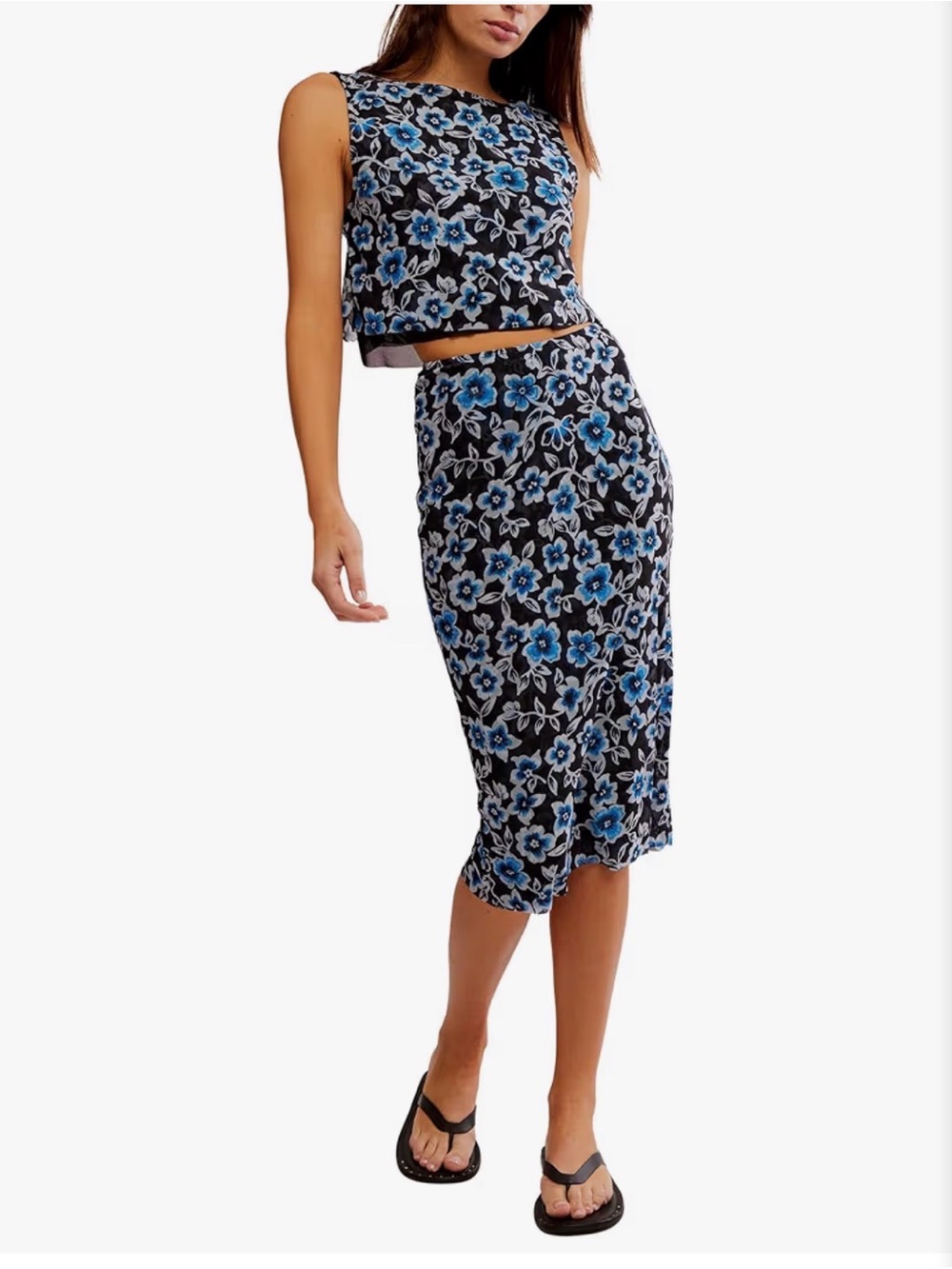 NWOT- Free People Women's Mona Skirt, Black Floral, size Large